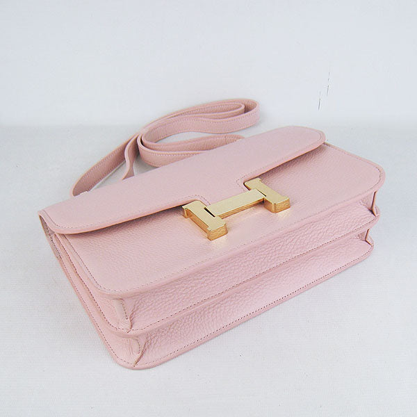 Hermes calf Leather Message Bag H020 pink golden