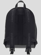 Burberry Logo Print Nylon Backpack Black