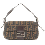 FENDI Zucca Mamma Baguette Canvas Leather Shoulder Bag 26424