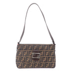 FENDI Zucca Canvas Leather Shoulder Bag Khaki Black Brown 26566