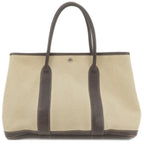 HERMES Canvas Leather Garden Party PM Tote Bag Beige G Stamp