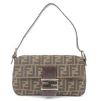 FENDI Zucca Mamma Baguette Canvas Leather Bag Brown Black 26424