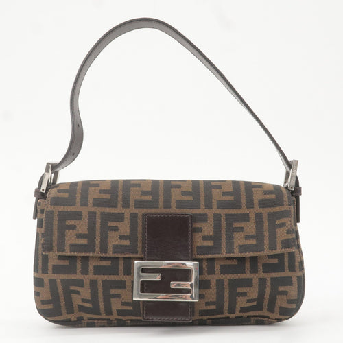 FENDI Mamma Baguette Zucca Canvas Leather Bag Beige 26424