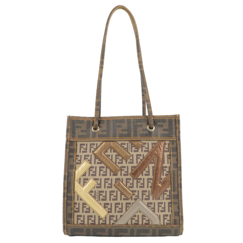 FENDI Zucca Zucchino PVC Leather Shoulder Bag Beige Brown 8BH189