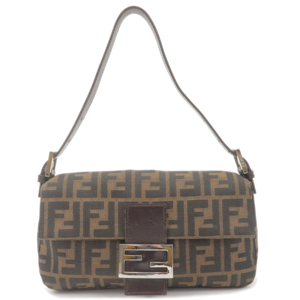 FENDI Zucca Mamma Baguette Canvas Leather Shoulder Bag 26424