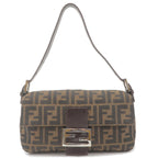 FENDI Zucca Mamma Baguette Canvas Leather Shoulder Bag 26424