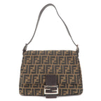 FENDI Zucca Mamma Baguette Canvas Leather Shoulder Bag 26325