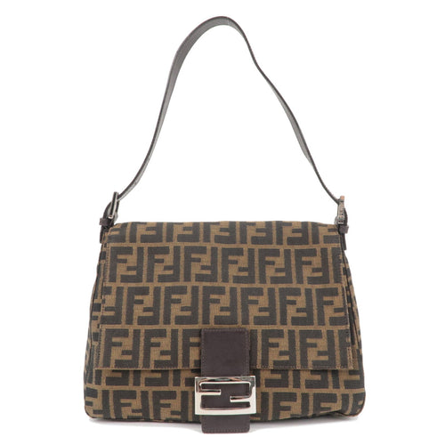FENDI Zucca Mamma Baguette Canvas Leather Shoulder Bag 26325