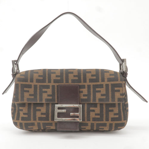 FENDI Zucca Mamma Baguette Canvas Leather Shoulder Bag 26424