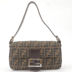 FENDI Zucca Mamma Baguette Canvas Leather Shoulder Bag 26424