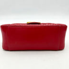 GUCCI Calfskin Matelasse Mini GG Marmont Top Handle Shoulder Bag Hibiscus Red LA24179