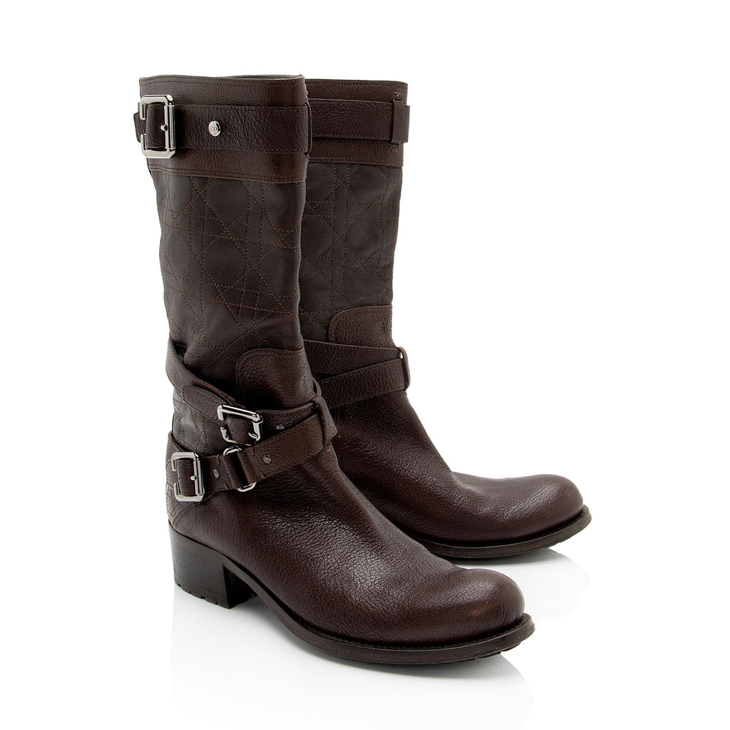 Dior Leather Cannage Roadior Boots