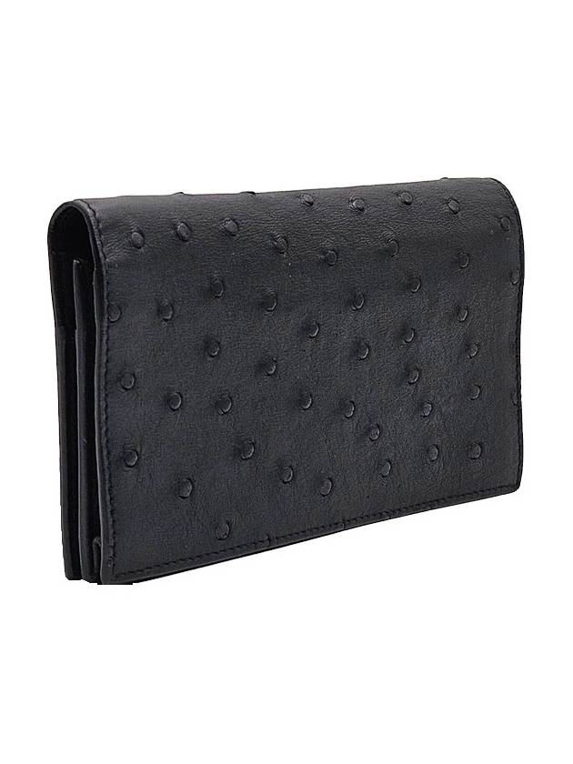 Bottega Veneta Bottega Veneta Black Ostrich Long Wallet