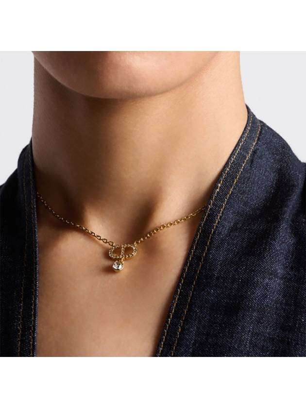 Petit CD Crystals Necklace Gold Dior