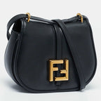 Fendi Black Leather Small C'mon Flap Shoulder Bag