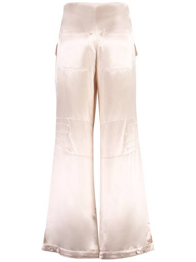 Fendi Women's Viscose Shiny Cargo Straight Pants Beige
