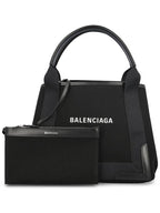 Balenciaga Cabas Logo Canvas Small Tote Bag Black