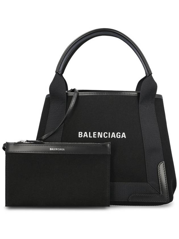 Balenciaga Cabas Logo Canvas Small Tote Bag Black