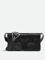 Bottega Veneta Cassette Intrecciato Small Leather Cross Bag Black