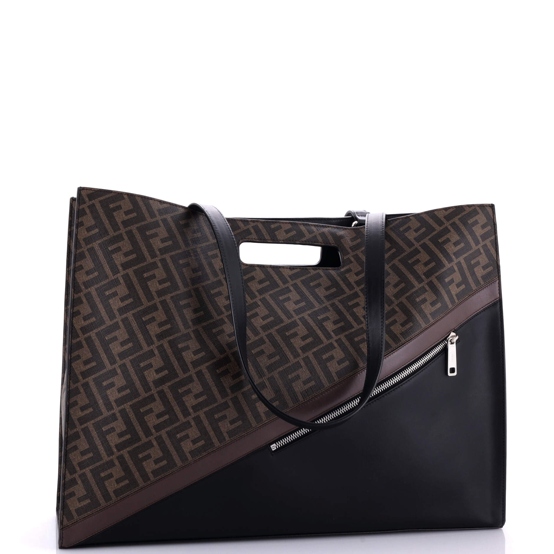 Forever Fendi Shopping Tote Zucca Coated Canvas and Leather Large