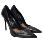 Fendi Pointed-Toe High Heel Pumps in Black Leather