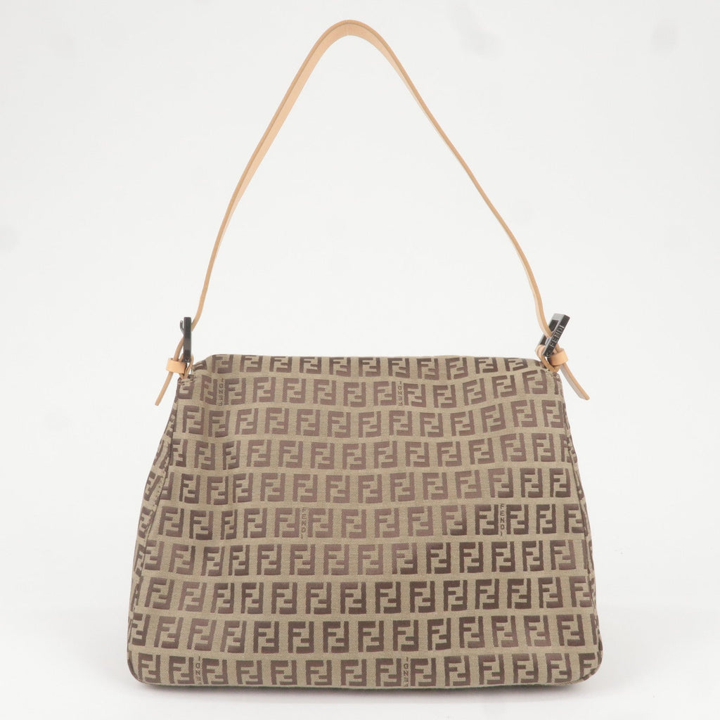 FENDI Mamma Baguette Zucchino Leather Shoulder Bag Beige 8BR001