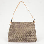 FENDI Mamma Baguette Zucchino Leather Shoulder Bag Beige 8BR001