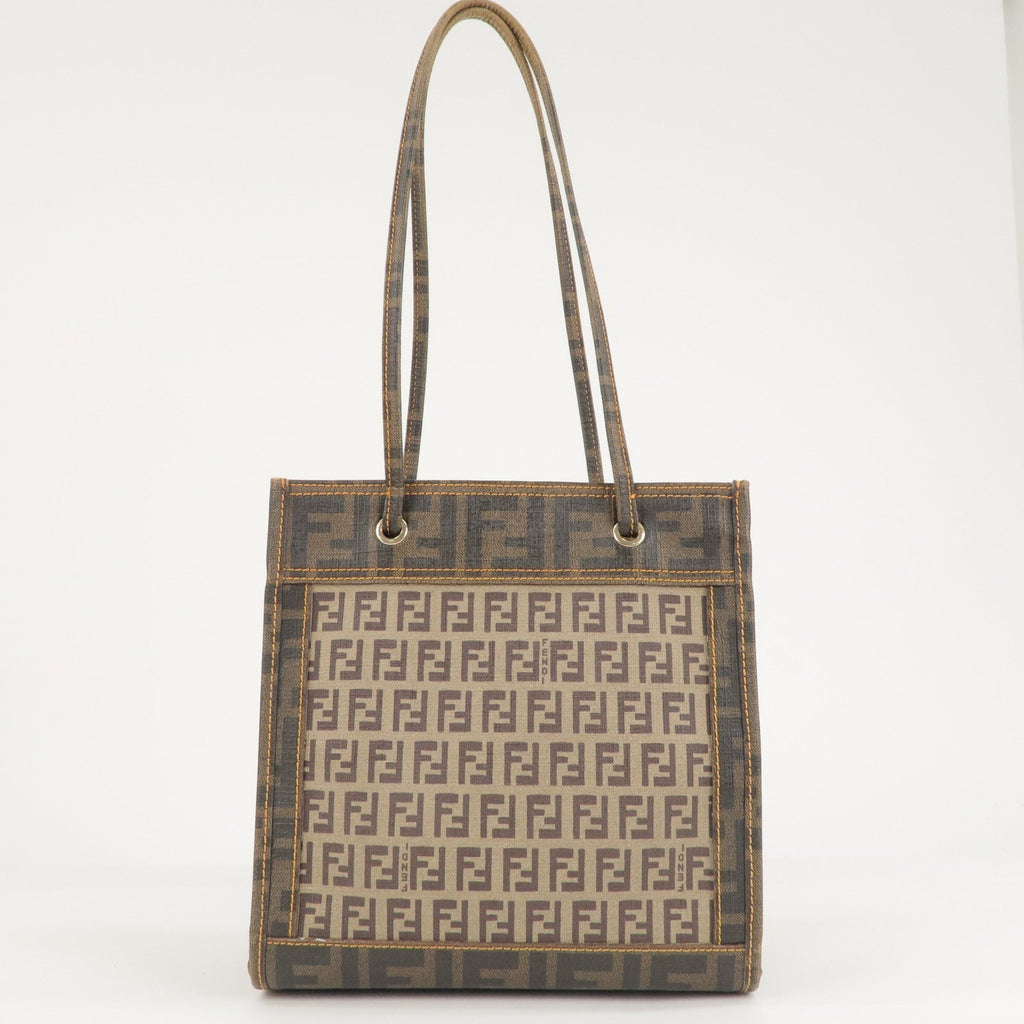 FENDI Zucca Zucchino PVC Leather Shoulder Bag Beige Brown 8BH189