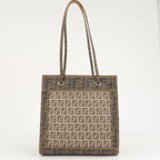 FENDI Zucca Zucchino PVC Leather Shoulder Bag Beige Brown 8BH189