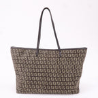 FENDI Zucchino Canvas Leather Tote Bag Beige Brown 8BH104