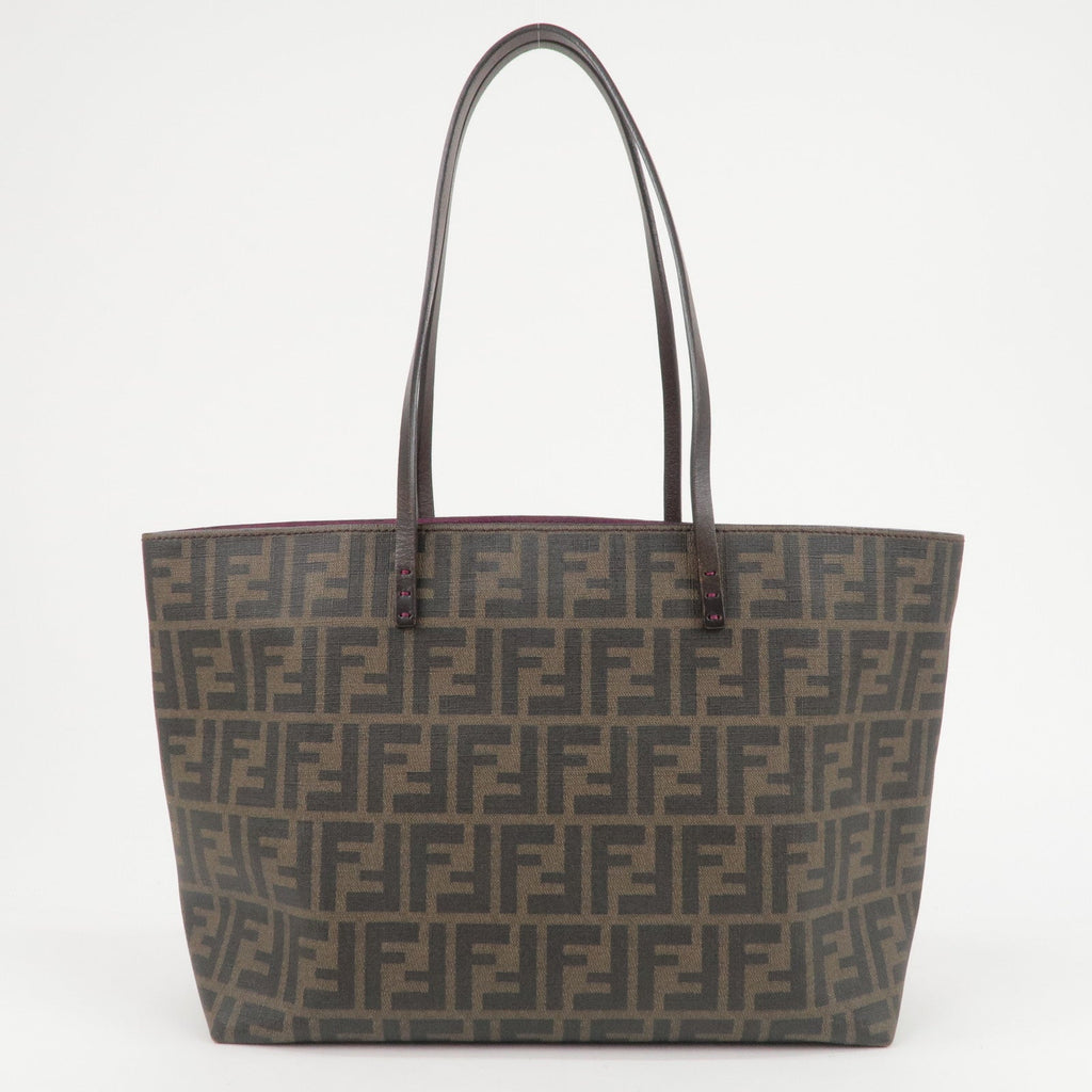 FENDI Zucca Logo Print PVC Leather Tote Bag Brown 8BH198