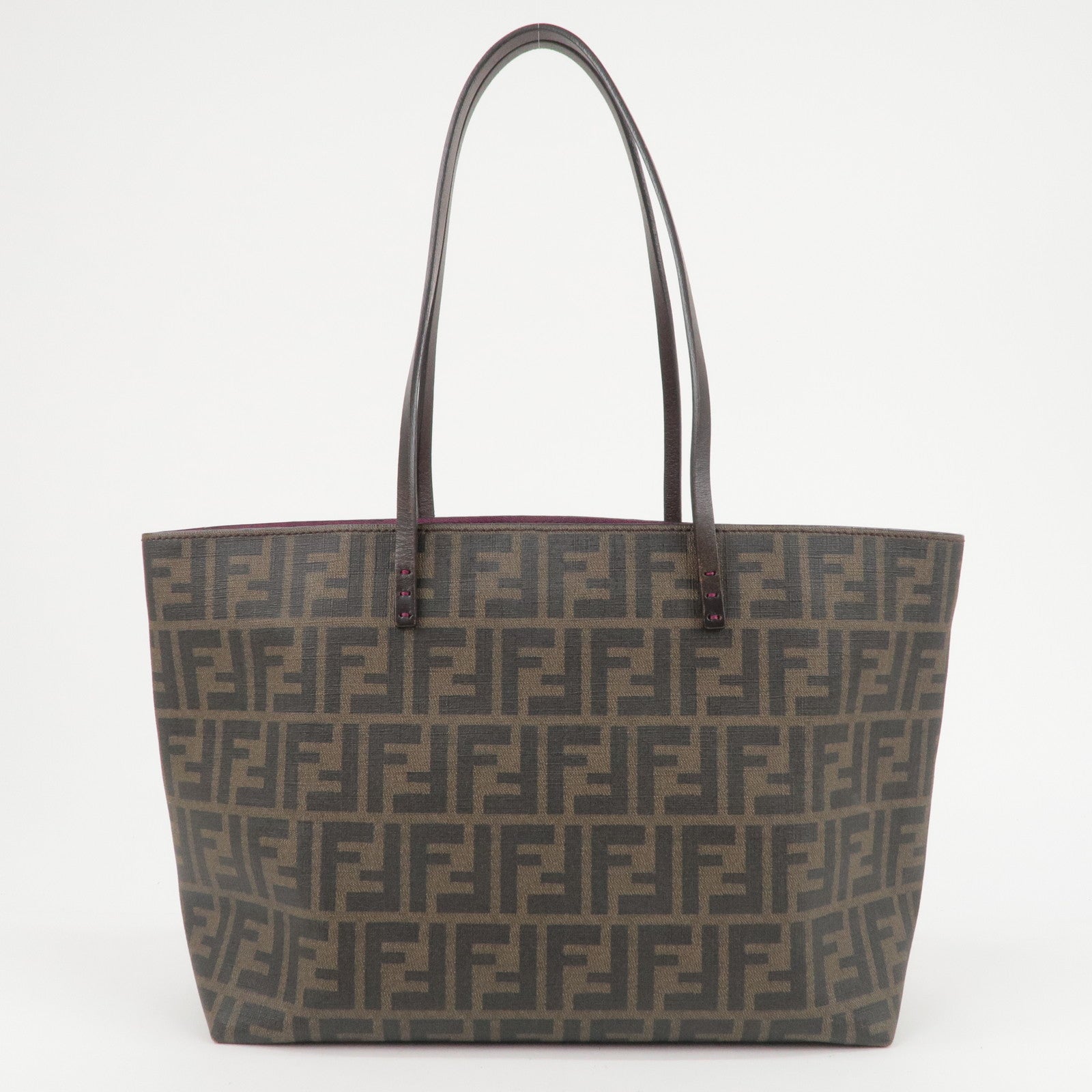 FENDI Zucca Logo Print PVC Leather Tote Bag Brown 8BH198