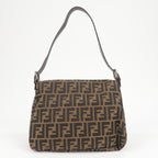 FENDI Zucca Mamma Baguette Canvas Leather Shoulder Bag 26325