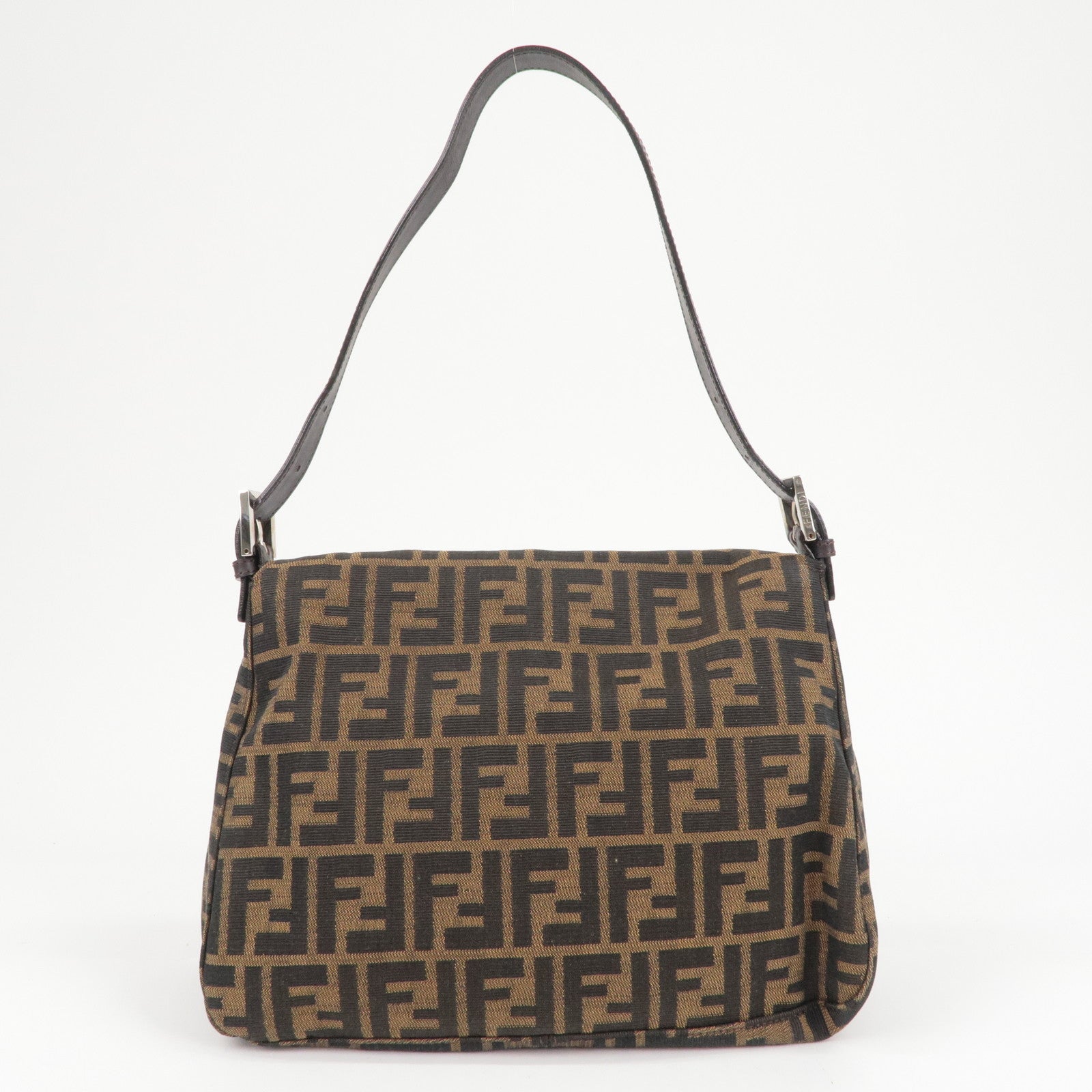 FENDI Zucca Mamma Baguette Canvas Leather Shoulder Bag 26325