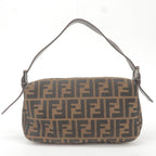 FENDI Zucca Mamma Baguette Canvas Leather Shoulder Bag 26424