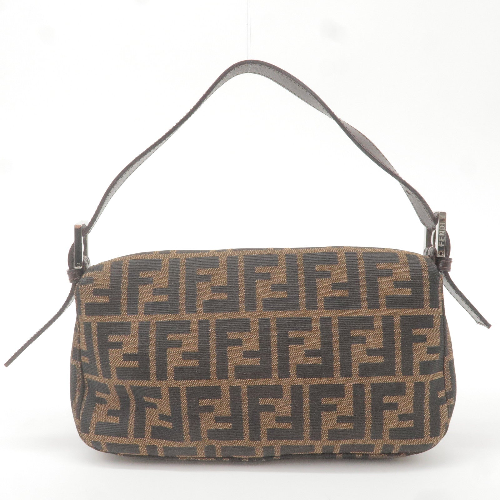 FENDI Zucca Mamma Baguette Canvas Leather Shoulder Bag 26424