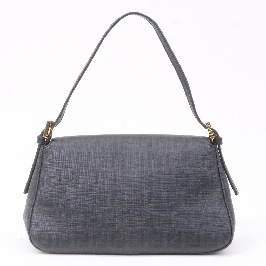 FENDI Zucchino Mamma Baguette PVC Leather Hand Bag Black 8BR180