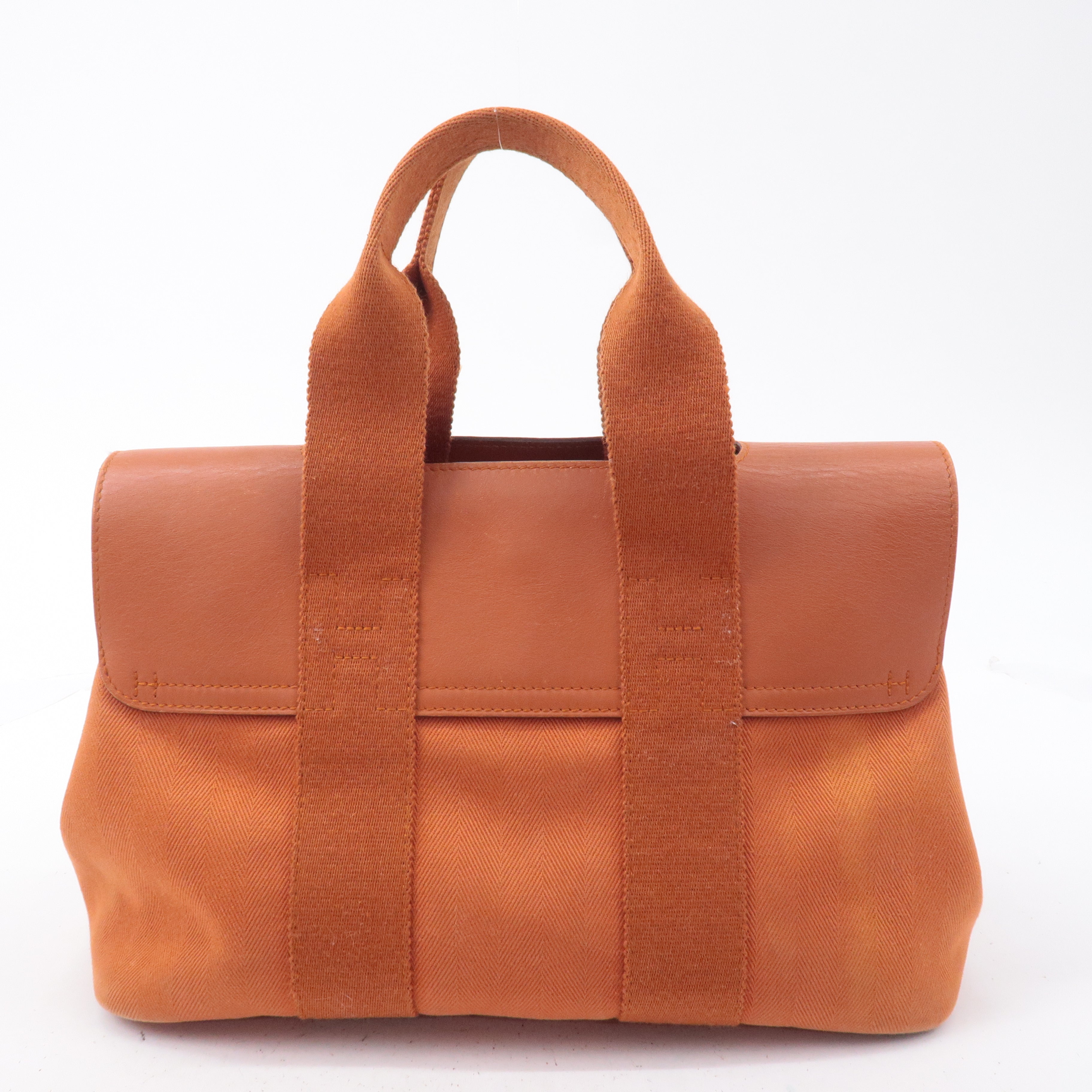 HERMES Toile Chevrons Leather Valparaiso PM Bag I Stamp Orange