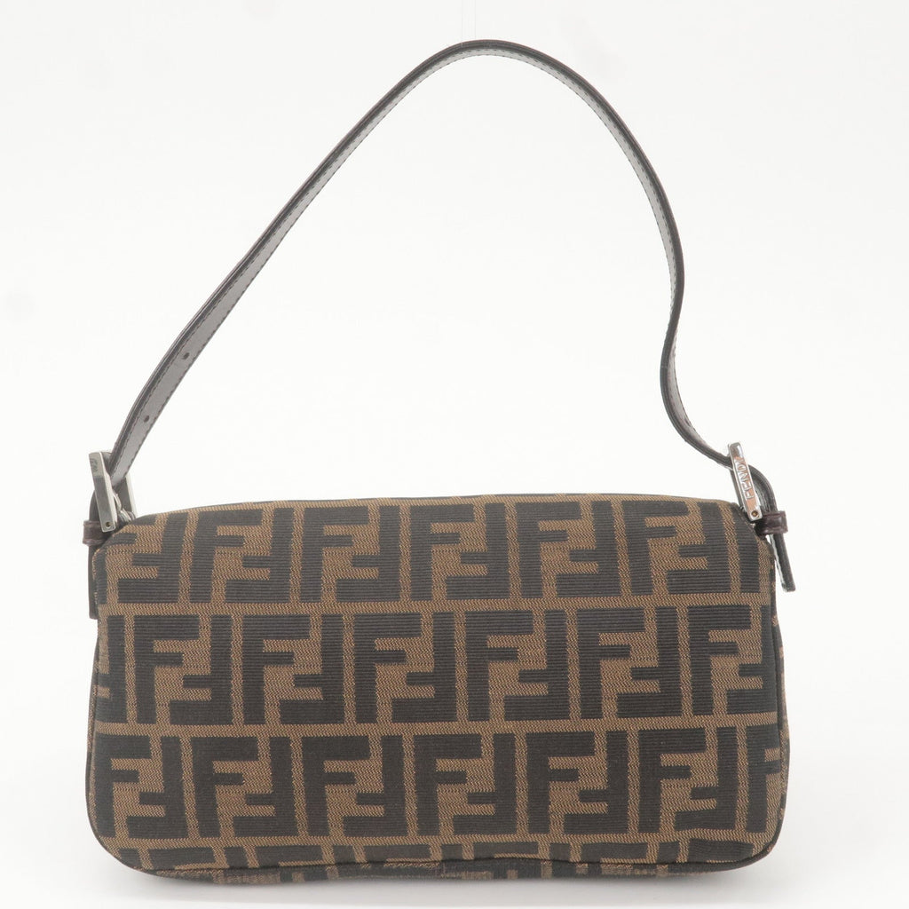 FENDI Mamma Baguette Zucca Canvas Leather Bag Beige 26424