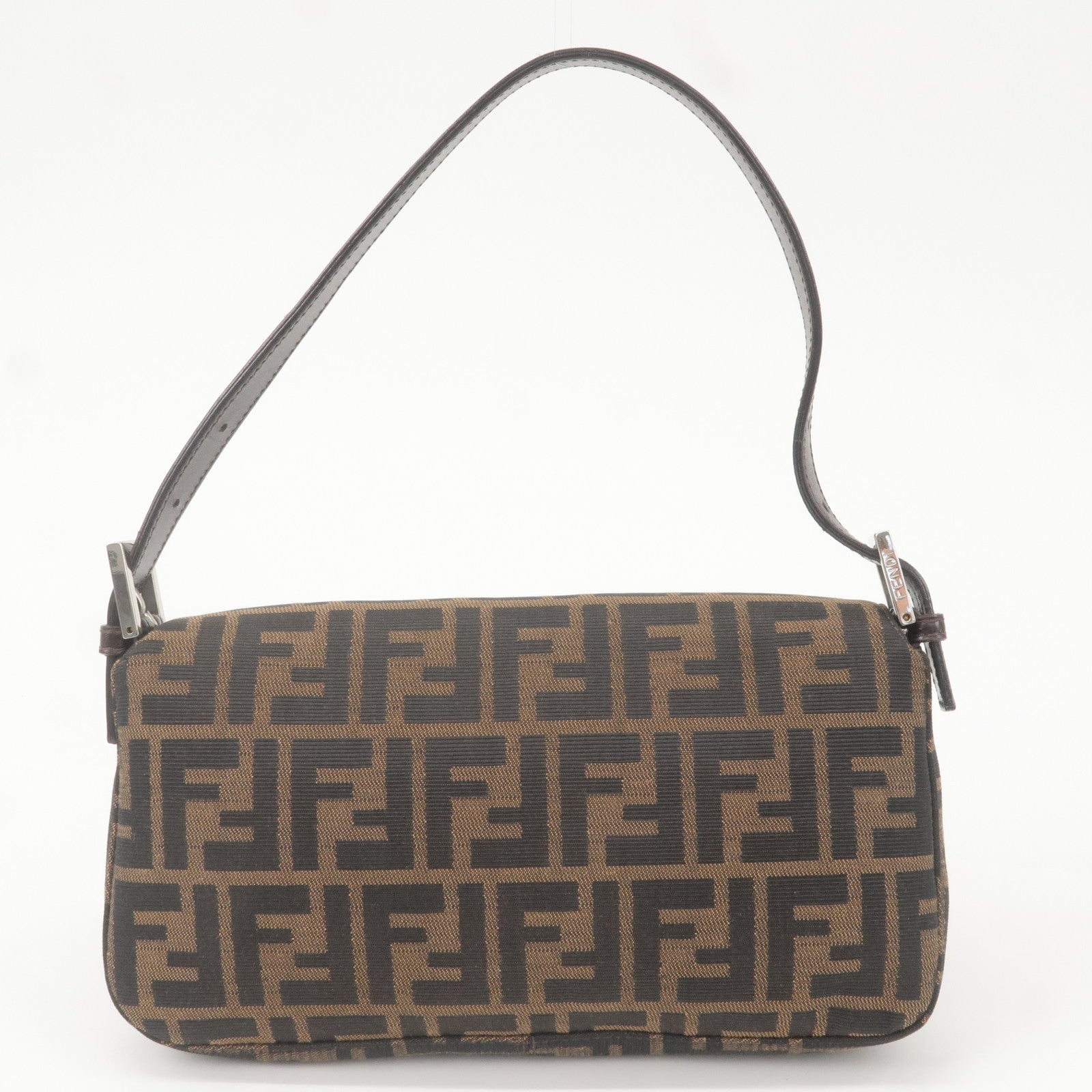 FENDI Mamma Baguette Zucca Canvas Leather Bag Beige 26424