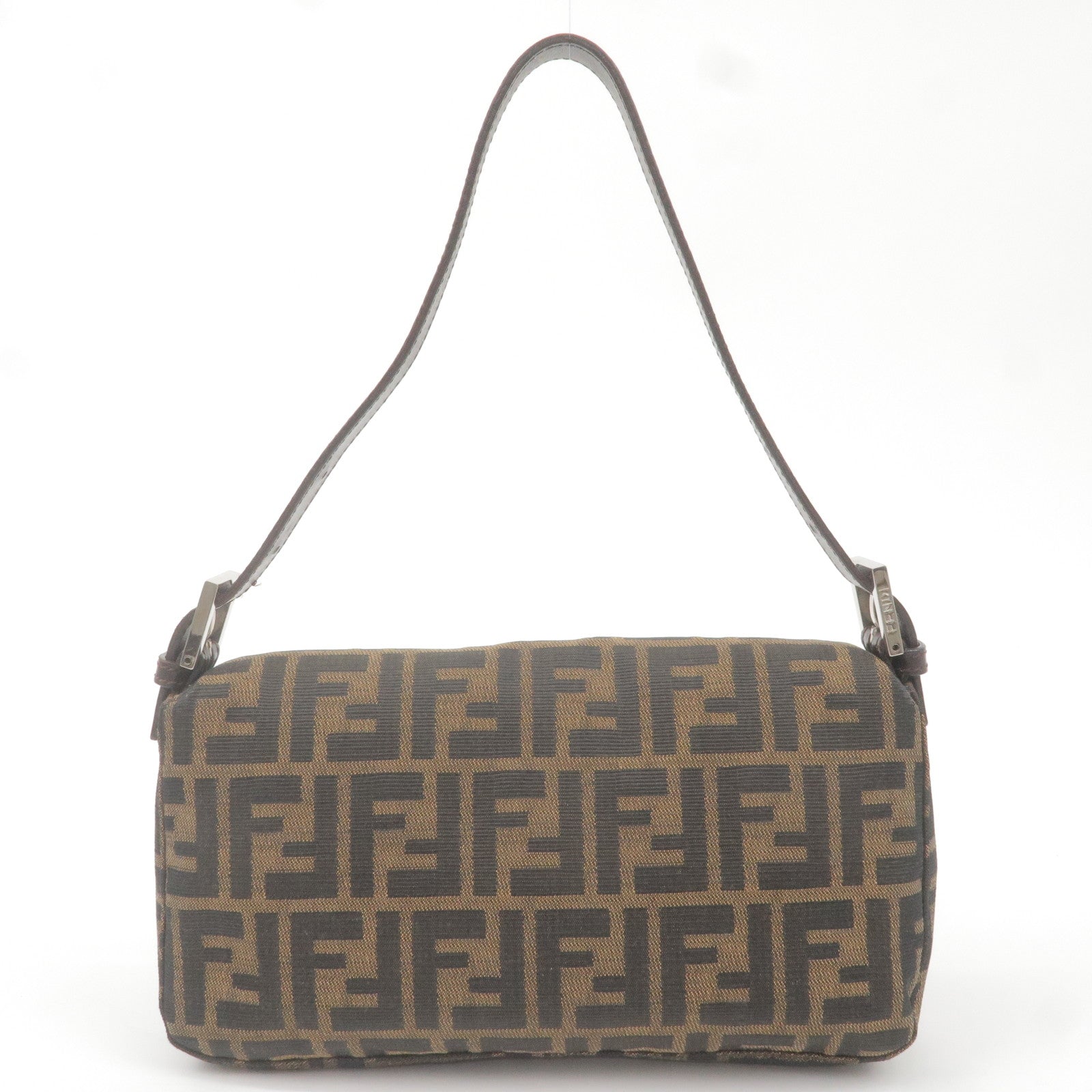 FENDI Zucca Mamma Baguette Canvas Leather Shoulder Bag 26424