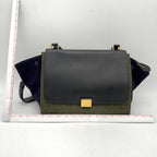 Celine Traps handbag Felt x Calf Black/Gray shoulder handbag 2WAY  LA12249