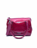BURBERRY Raspberry Patent Leather Plaid Handbag