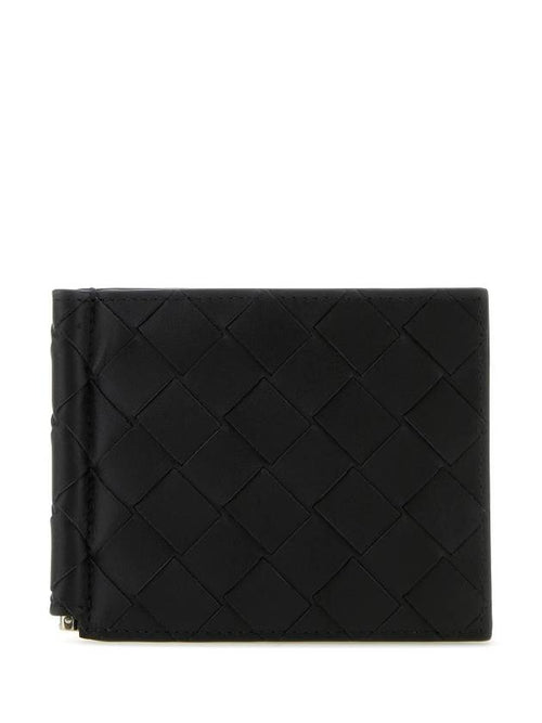Bottega Veneta Intrecciato Money Clip Half Wallet Black