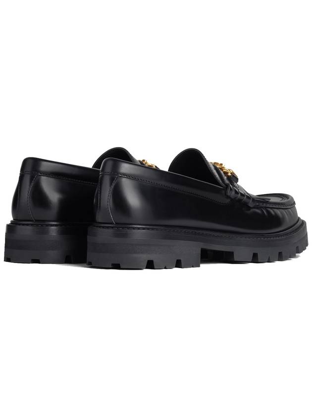 CELINE Triomphe Chain Polished Bull Margaret Loafers Black