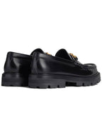 CELINE Triomphe Chain Polished Bull Margaret Loafers Black