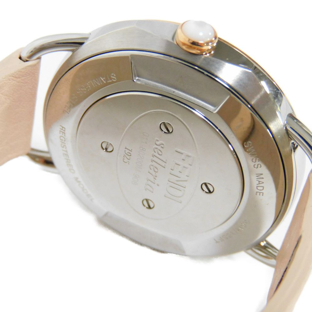 FENDI Watches Quartz 80200M Stainless Steel (Stainless steel), Leather belt Gold beige Celeria White shell dial Women