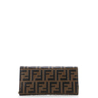 F is Fendi Continental Chain Wallet Zucca Embossed Leather