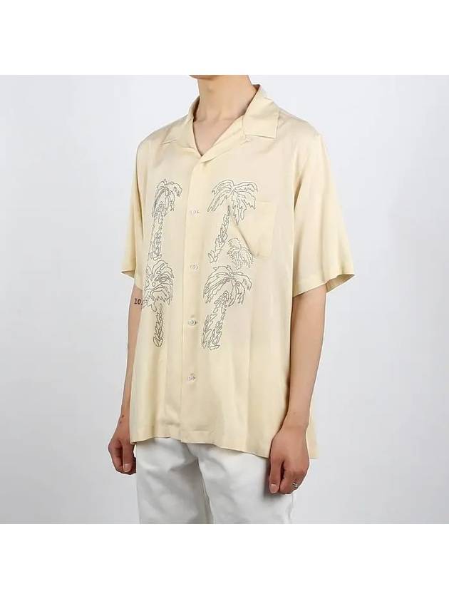 CELINE Hawaiian Embroidered Short Sleeve Shirt Beige