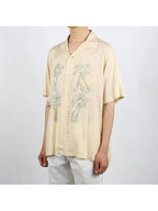 CELINE Hawaiian Embroidered Short Sleeve Shirt Beige